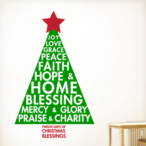 View ProductTwelve Christmas Blessings Wall Decal